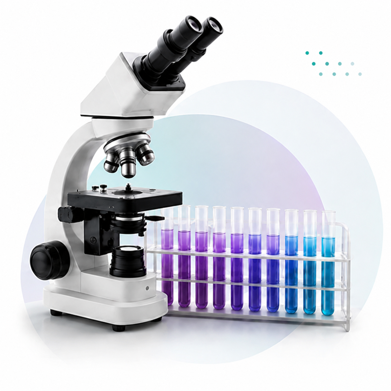 Laboratory microscope with a rack of prepared test samples
